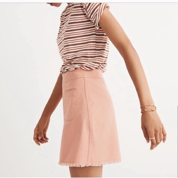 Madewell Zip Front A Line Skirt Frayed Hem Mini Size 0 - Picture 4 of 14